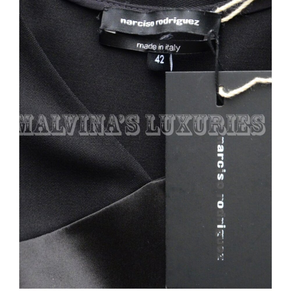NARCISO RODRIGUEZ DRESS BLACK WOOL & SILK PANELED DESIGN sz IT 42 US 6 - Picture 5 of 8